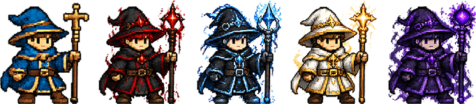 Base Mage plus premium Mage skin variations